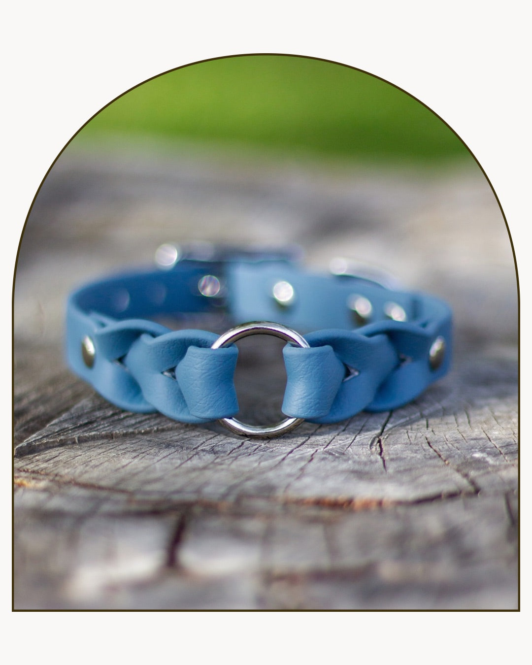 Petrol - Flätat BioThane®-halsband