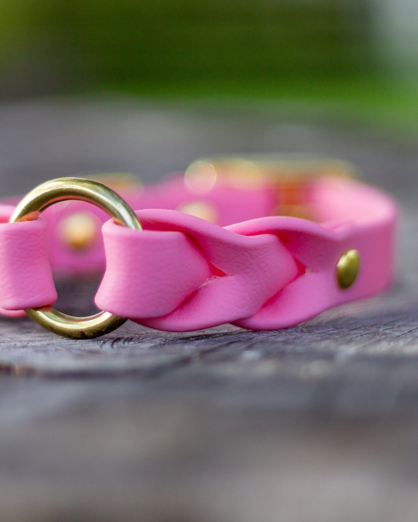 Pastel Pink - Flätat BioThane®-halsband