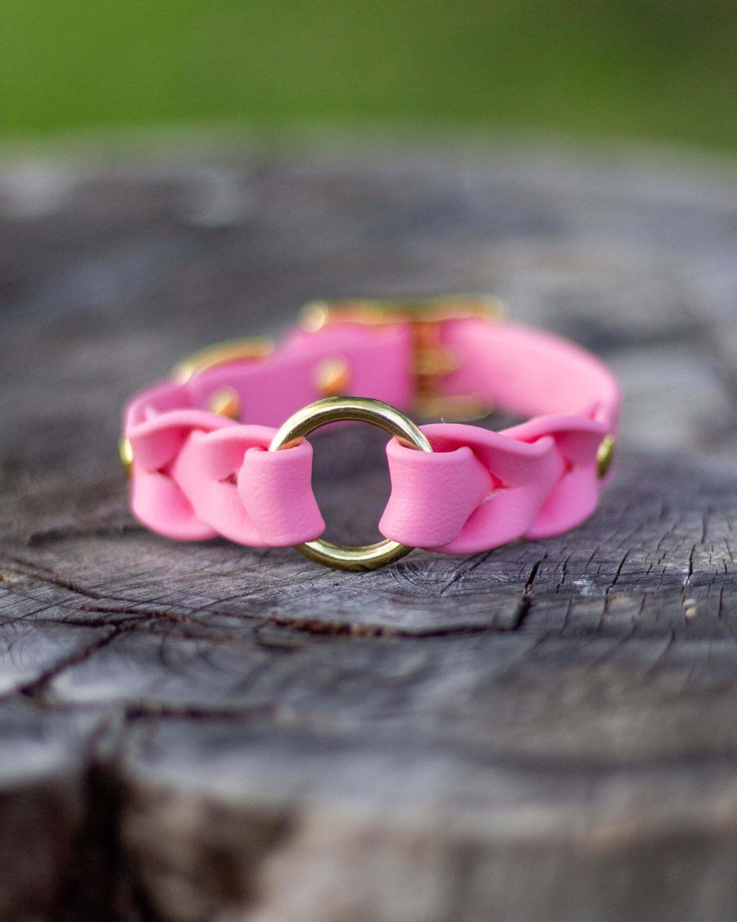 Pastel Pink - Flätat BioThane®-halsband