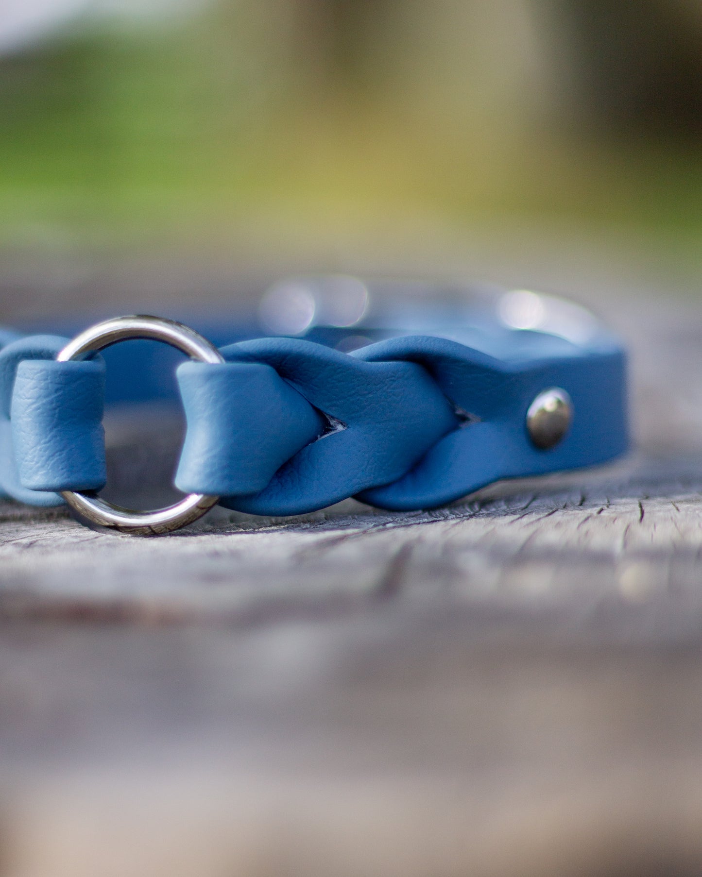 Petrol - Flätat BioThane®-halsband