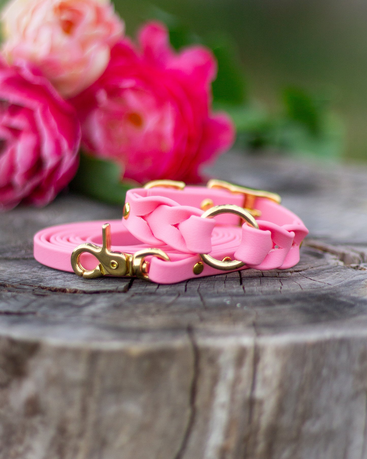Pastel Pink - Flätat BioThane®-halsband