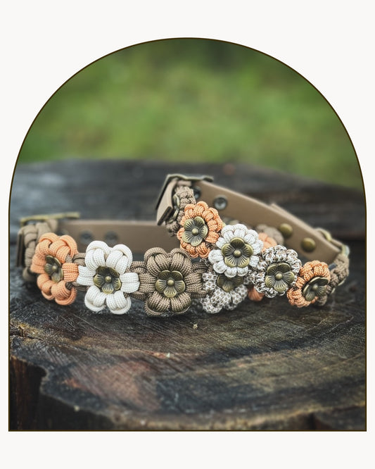 Blomhalsband - Peach/Taupe