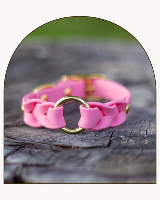 Pastel Pink - Flätat BioThane®-halsband