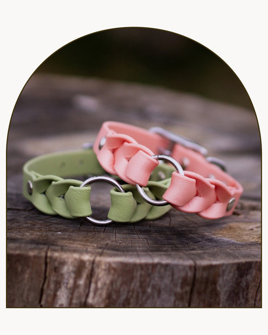 Peach - Flätat BioThane®-halsband