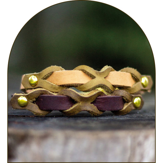 30cm Brun/Oliv Läderhalsband halvstryp